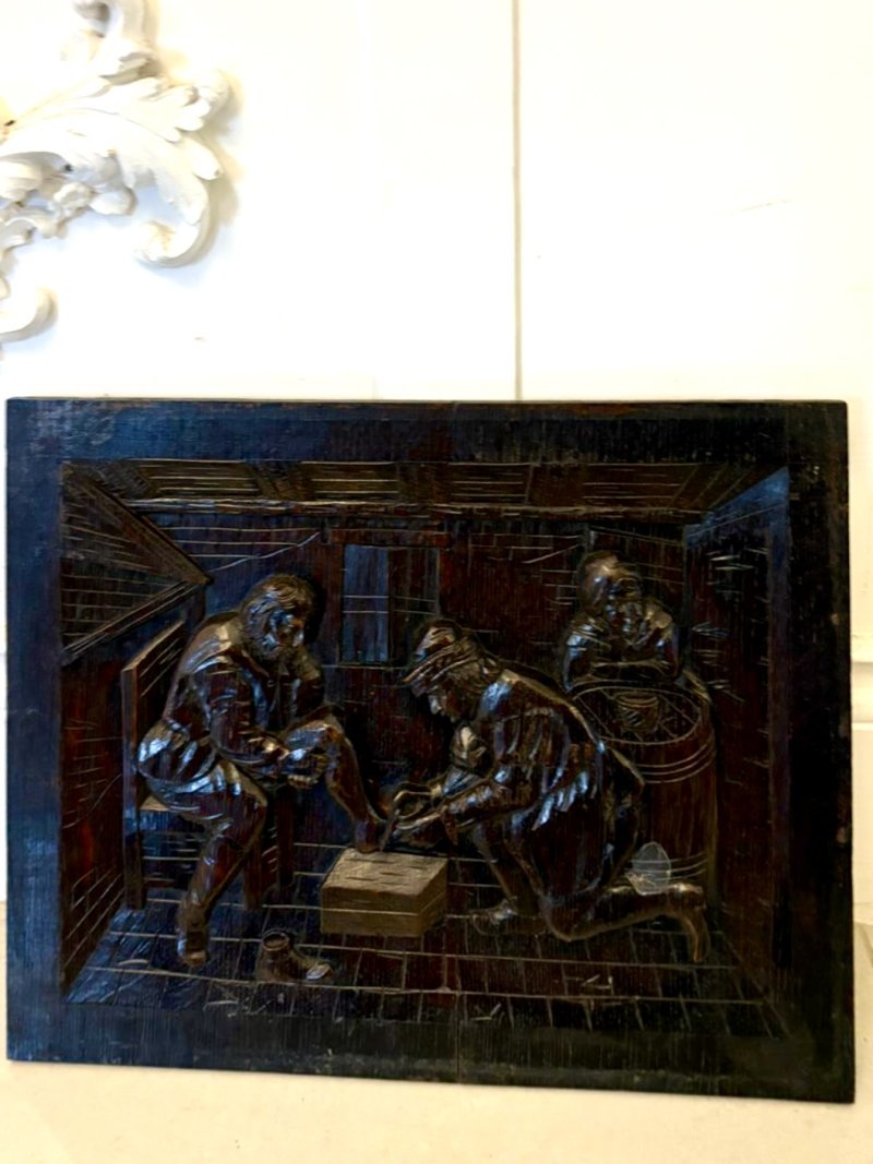 Set of Nine Antique Victorian Hand-Carved Oak Panels